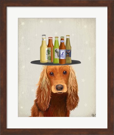 Framed Cocker Spaniel Golden Beer Lover Print