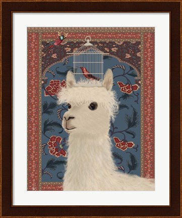 Framed Llama and Birdcage Print