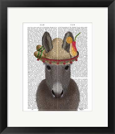 Framed Donkey Sombrero Book Print Print