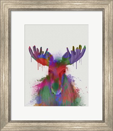 Framed Moose Rainbow Splash Print