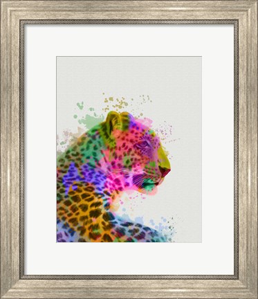 Framed Leopard Rainbow Splash 1 Print