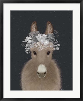 Framed Donkey White Flowers Print