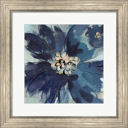 Framed Inky Floral III Cool Print