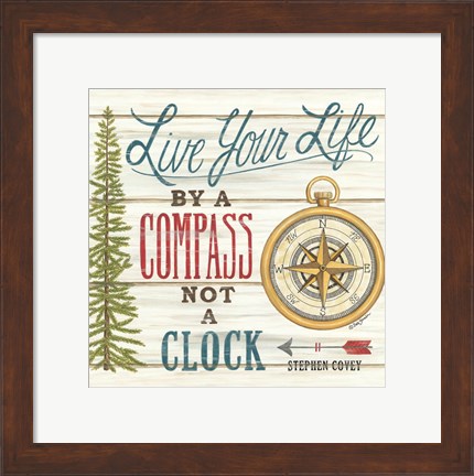 Framed Compass Not a Clock Print
