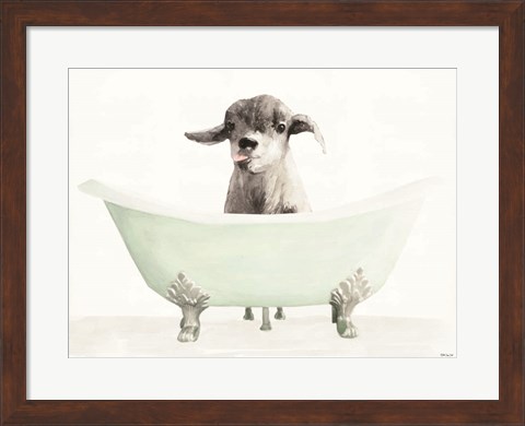 Framed Vintage Tub with Goat Print