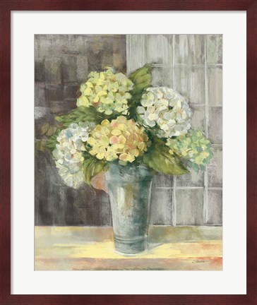Framed Yellow Hydrangea Gray Print