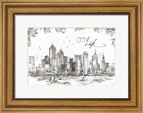 Framed Skyline Sketches III Print