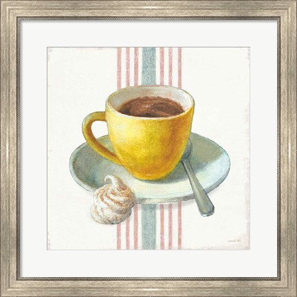 Framed Wake Me Up Coffee IV with Stripes Print