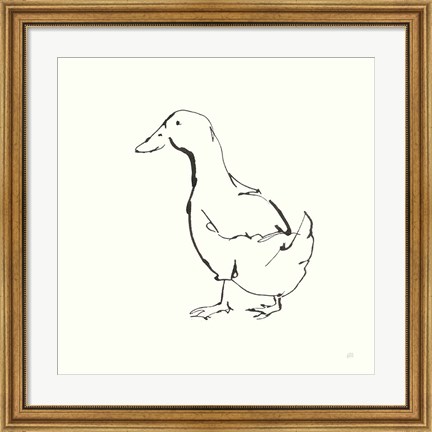 Framed Line Duck I Print
