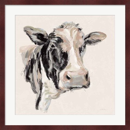 Framed Expressionistic Cow I Neutral Print