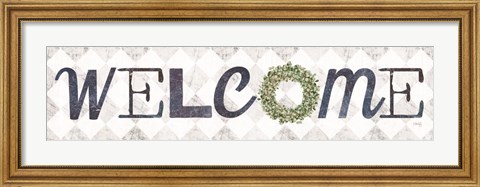 Framed Welcome with Eucalyptus Wreath I Print