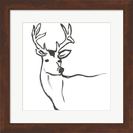 Framed Minimal Deer I Print