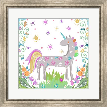 Framed Unicorn Forest II Print