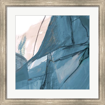 Framed Blue on White Abstract II Print