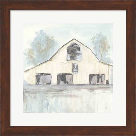 Framed White Barn V Print