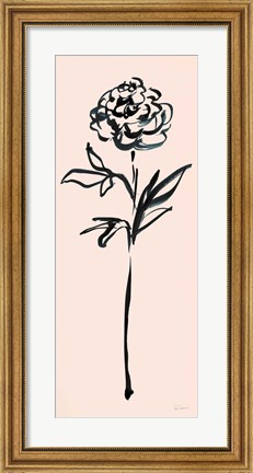 Framed Floral Line II on Pink Print