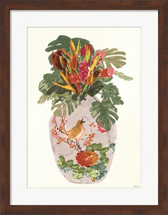 Framed Tropical Vase I Print