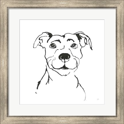 Framed Line Dog Pitbull I Print