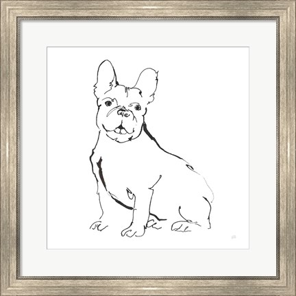Framed Line Dog French Bulldog II Print