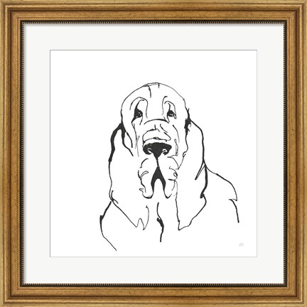 Framed Line Dog Bloodhound II Print