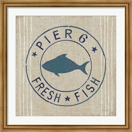 Framed Floursack Nautical VIII Fish Burlap Print