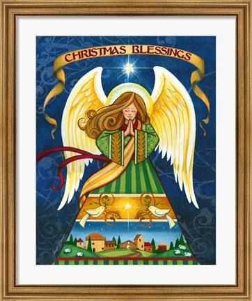 Framed Christmas Blessings Angel Print