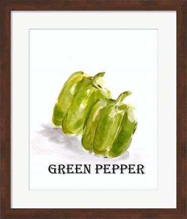 Framed Veggie Sketch VIII-Green Pepper Print