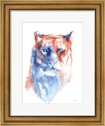 Framed Copper and Blue Lioness Print