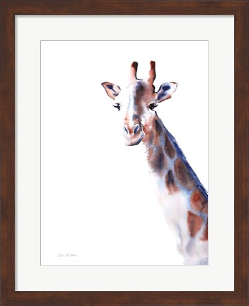Framed Copper and Blue Giraffe Print
