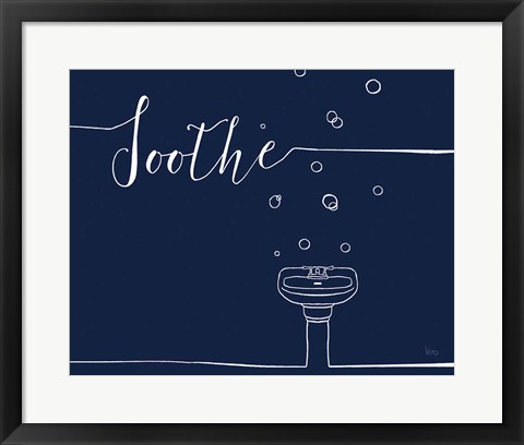 Framed Underlined Bath VII Navy Print