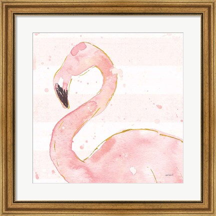 Framed Flamingo Fever III Light No Words Print