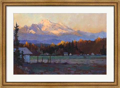 Framed Late October Light Mt. Baker Print