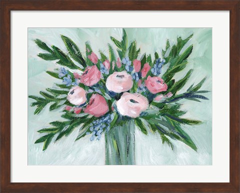 Framed Pink Rosette Bouquet I Print