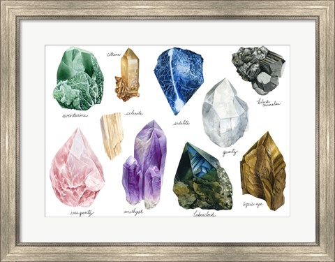 Framed Healing Crystals III Print