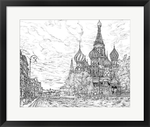 Framed Russia in Black &amp; White I Print