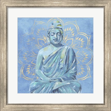 Framed Buddha on Blue II Print