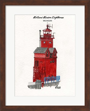 Framed Holland Harbor Lighthouse Michigan Print