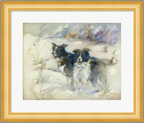 Framed Cow Dogs Print
