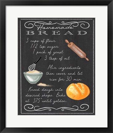 Framed Homemade Bread Recipe Print