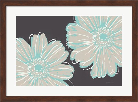 Framed Flower Pop Sketch VI-Dark Blue BG Print