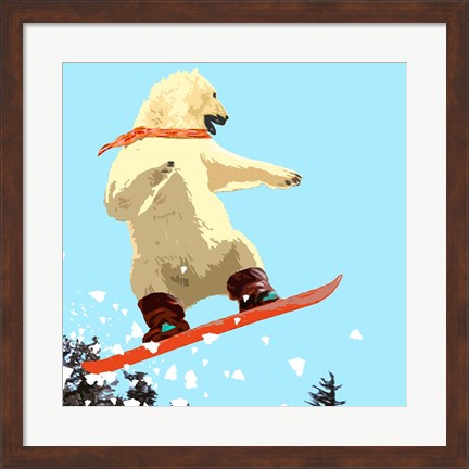 Framed Polar Bear Jump Print