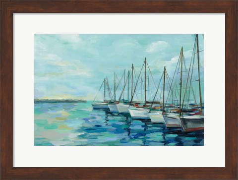Framed Breakwater and Boats Print