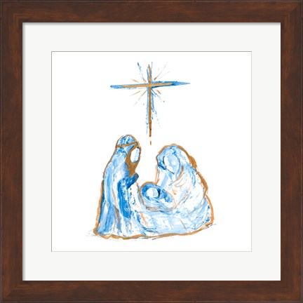 Framed Blue and Gold Nativity I Print