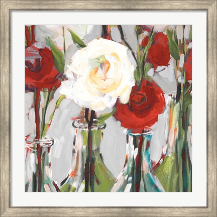 Framed Red Romantic Blossoms II Print