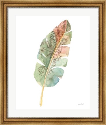 Framed Boho Tropical Leaf I on White Print