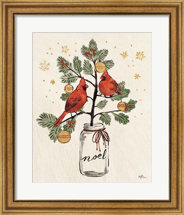 Framed Christmas Lovebirds XIV Noel Print