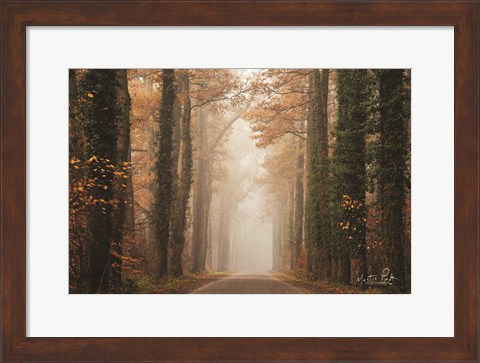 Framed Foggy Autumn Road Print