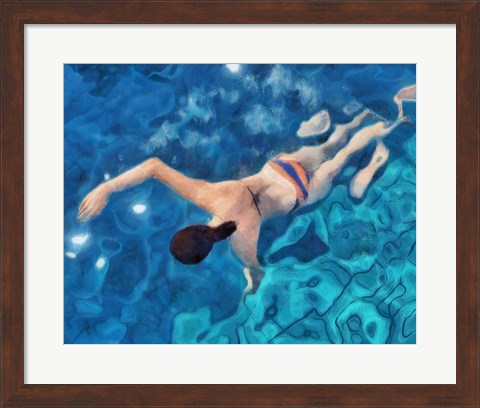Framed Morning Swimming I Print