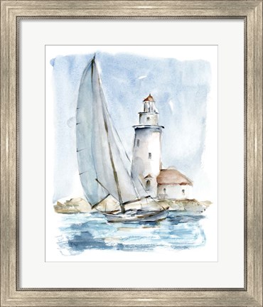 Framed Sailing into the Harbor I Print
