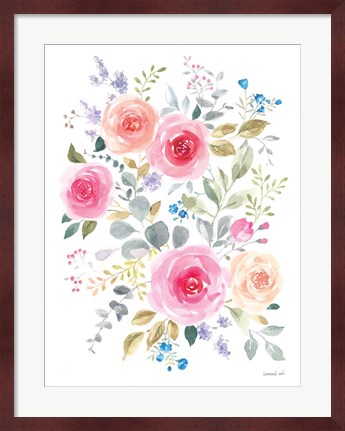 Framed Lush Roses I Print